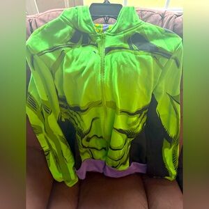 NWT Green and Purple Graphic Hulk Zip-Up Jacket